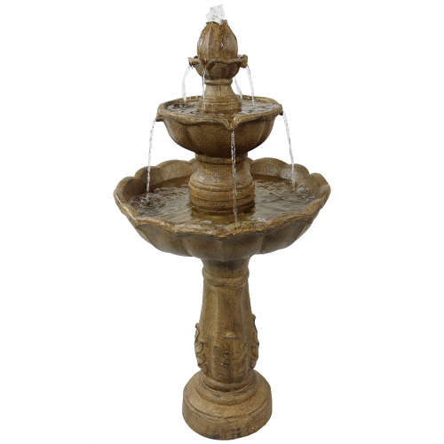 Sunnydaze Blooming Flower Outdoor Tier Fountain - Backyard Water Feature & Garden Fountain for The Patio, Yard, & Deck - 38 Inch Tall