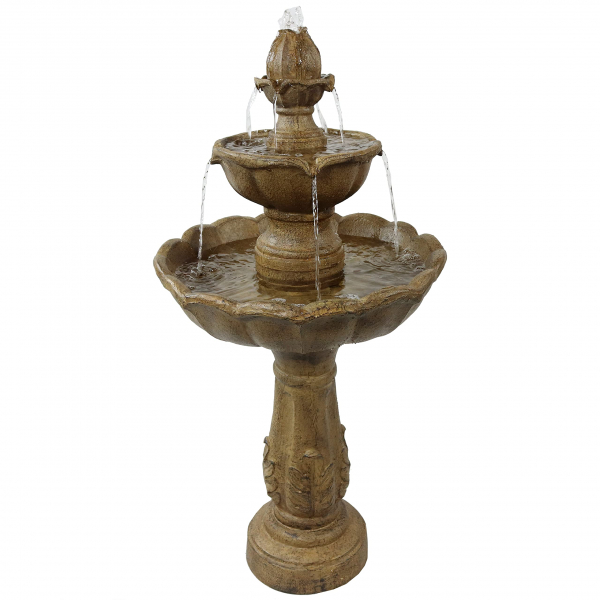 Sunnydaze Blooming Flower Outdoor Tier Fountain - Backyard Water Feature & Garden Fountain for The Patio, Yard, & Deck - 38 Inch Tall