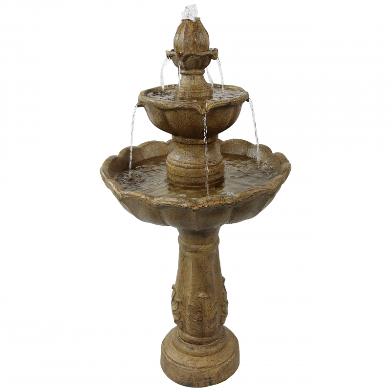 Sunnydaze Blooming Flower Outdoor Tier Fountain - Backyard Water Feature & Garden Fountain for The Patio, Yard, & Deck - 38 Inch Tall