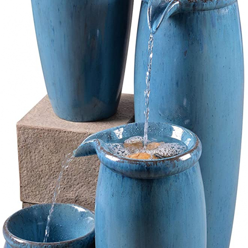 Kenroy Home 51029BLU Vessel Indoor/Outdoor Floor Fountain with Blue Finish, Classic Style, 36