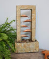 Sunnydaze 5-Tiered Copper and Slate Flowing Indoor Tabletop Fountain - Contemporary Stone Water Feature - Tranquil Decorative Accent for Home or Office - 19-Inch