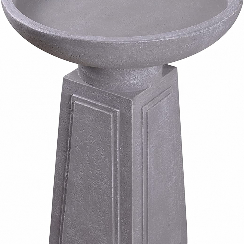Kenroy Home 51050CON Pedestal Outdoor Bird Bath with Gray Finish, Classic Style, 21.5