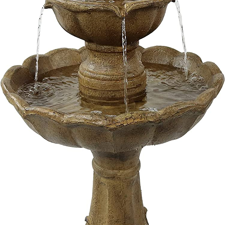 Sunnydaze Blooming Flower Outdoor Tier Fountain - Backyard Water Feature & Garden Fountain for The Patio, Yard, & Deck - 38 Inch Tall