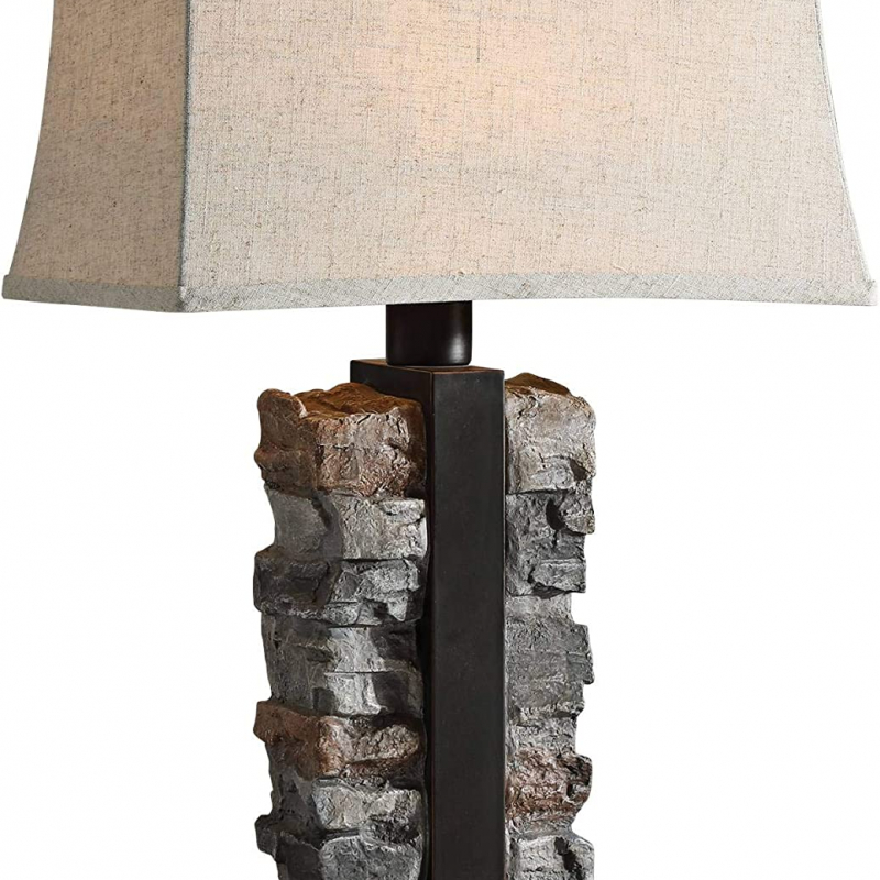 Uttermost Kodiak Stacked Stone Concrete Outdoor Table Lamp