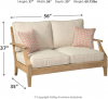 Signature Design by Ashley Clare View Coastal Outdoor Patio Eucalyptus Loveseat with Cushions, Beige